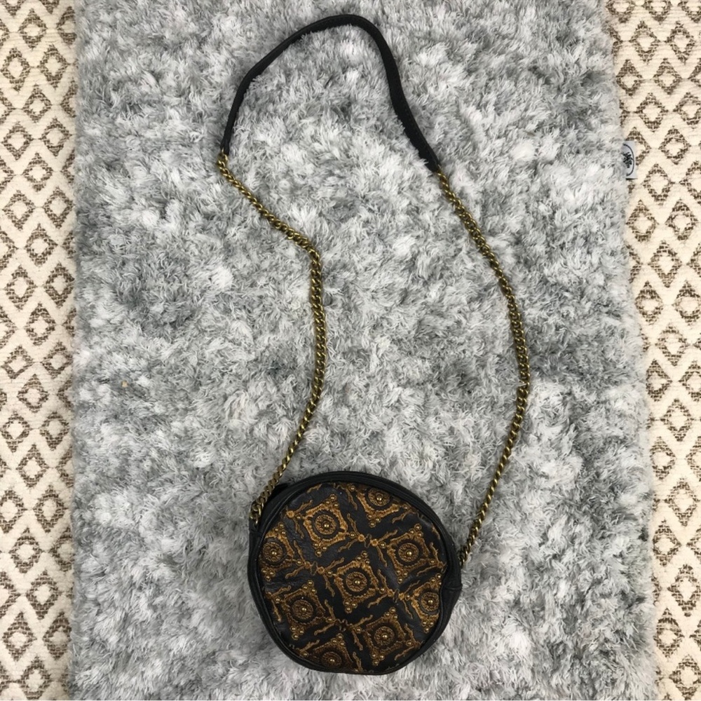 Isabella Fiore Round Embroidered Crossbody Purse